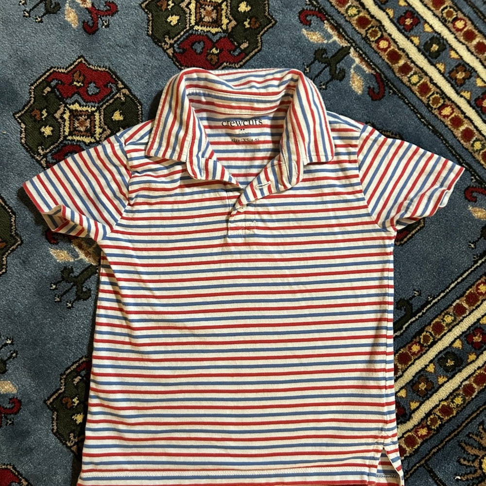 Red white and blue crewcuts Striped Kids Polo Shirt